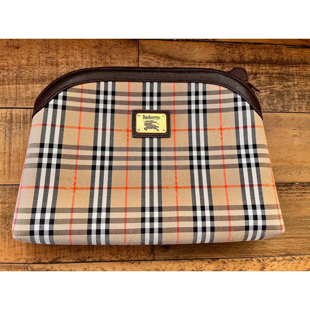 BURBERRY Nova Check Beige Canvas Pouch Clutch Bag